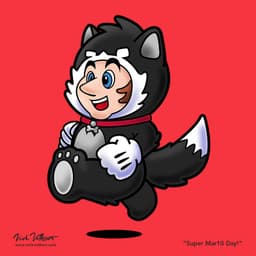 A self portrait of Nick Volkert in a Huskie Suit ala the Tanooki Suit in Super Mario 3.