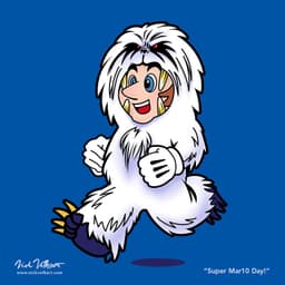 A self portrait of Nick Volkert in a Yeti Suit as an homage to Super Mario 3.