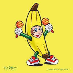 A self portrait of Nick Volkert in a Banana Suit as an homage to Super Mario 3 and the Peanut Butter Jelly Time meme.