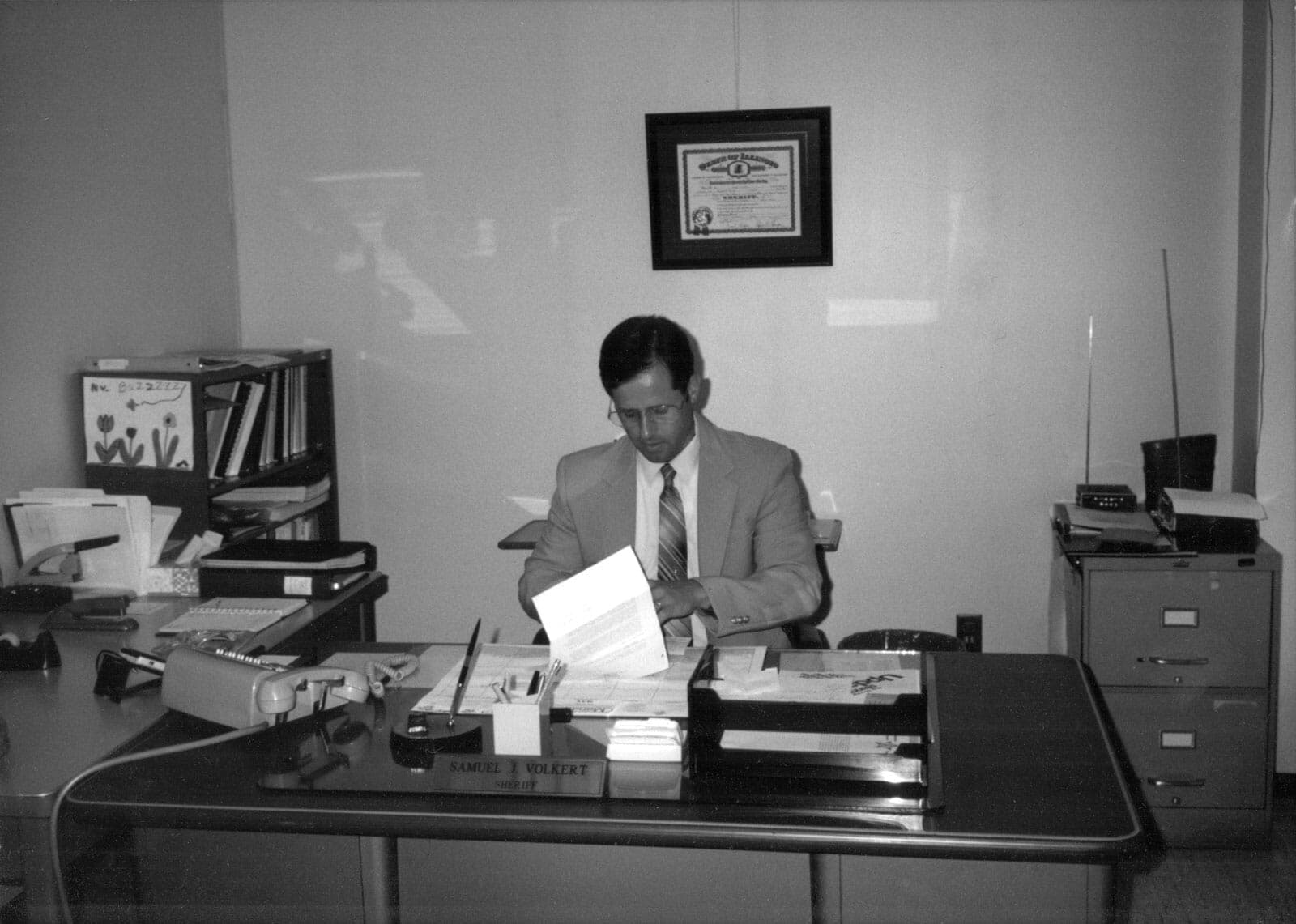 My dad working in his office in the mid 80s.