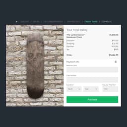 An ecommerce checkout experience featuring a spooky hand-drawn skateboard for sale!