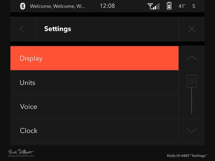 An interface design with an animation of interactions for a simple vehicle console design.