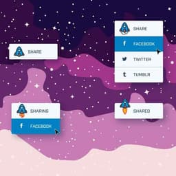 A stative rocket showing the process of sharing a link on social media for the DailyUI challenge.,An exploration for little share rockets that are stative depending on the status of the link being shared.