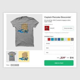 A simple product card for the ecommerce challenge for the DailyUI interface design challenge.