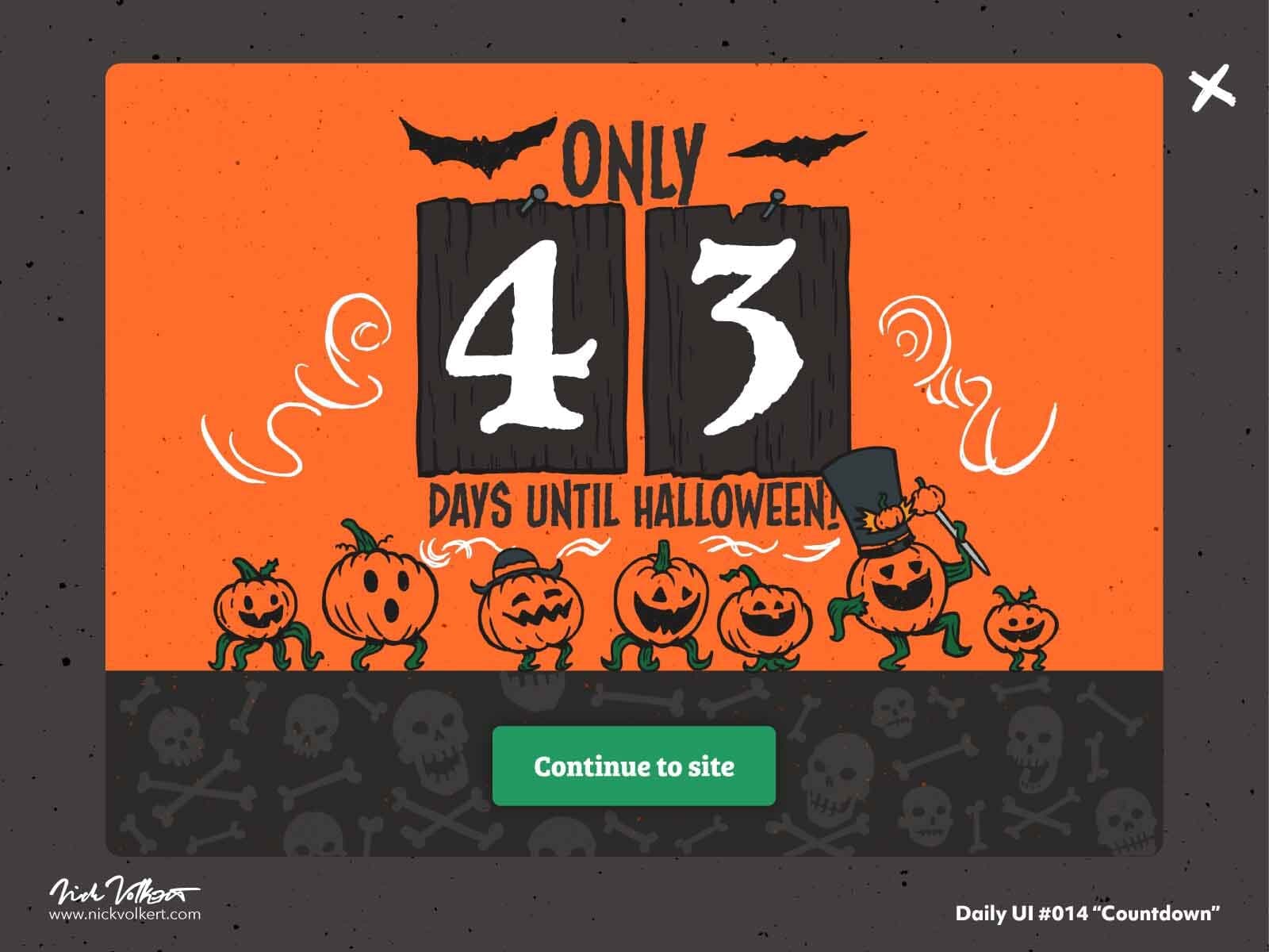 A pop up for a user visting someone's portfolio that is excited for Hallween for the DailyUI challenge.