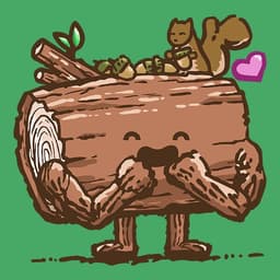 A log is filled with joy as a squirrel collects acorns on its back.