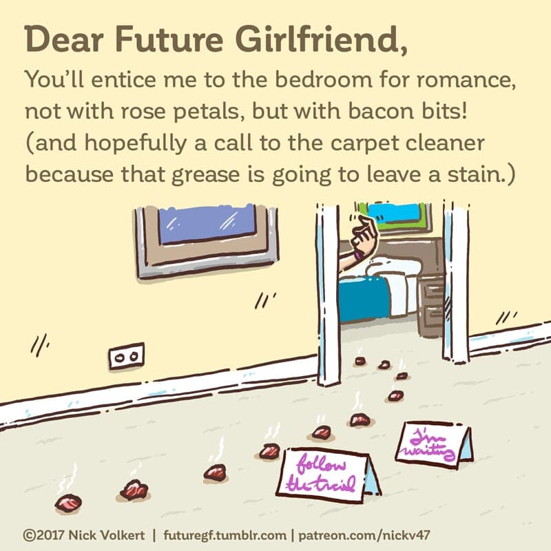 A trial of bacon bits lead to the bedroom. - Part 1