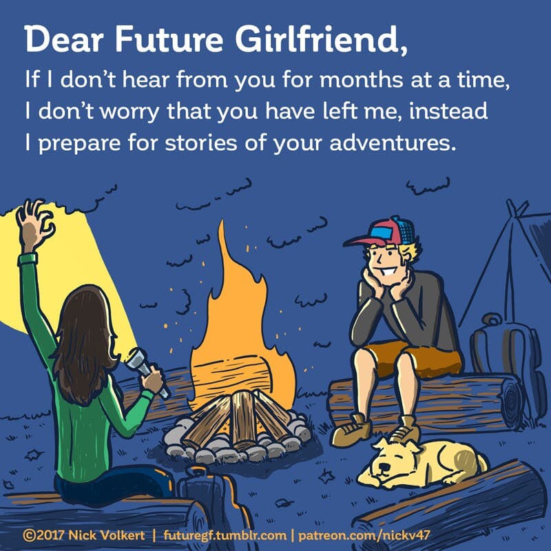 A woman tells campfire stories to an attentive man.