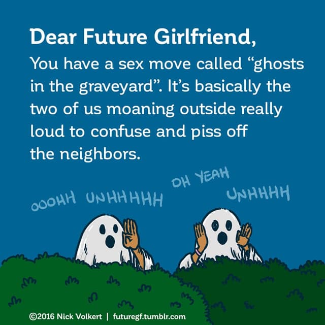 A couple dressed in ghost outfits annoy their neighbors.