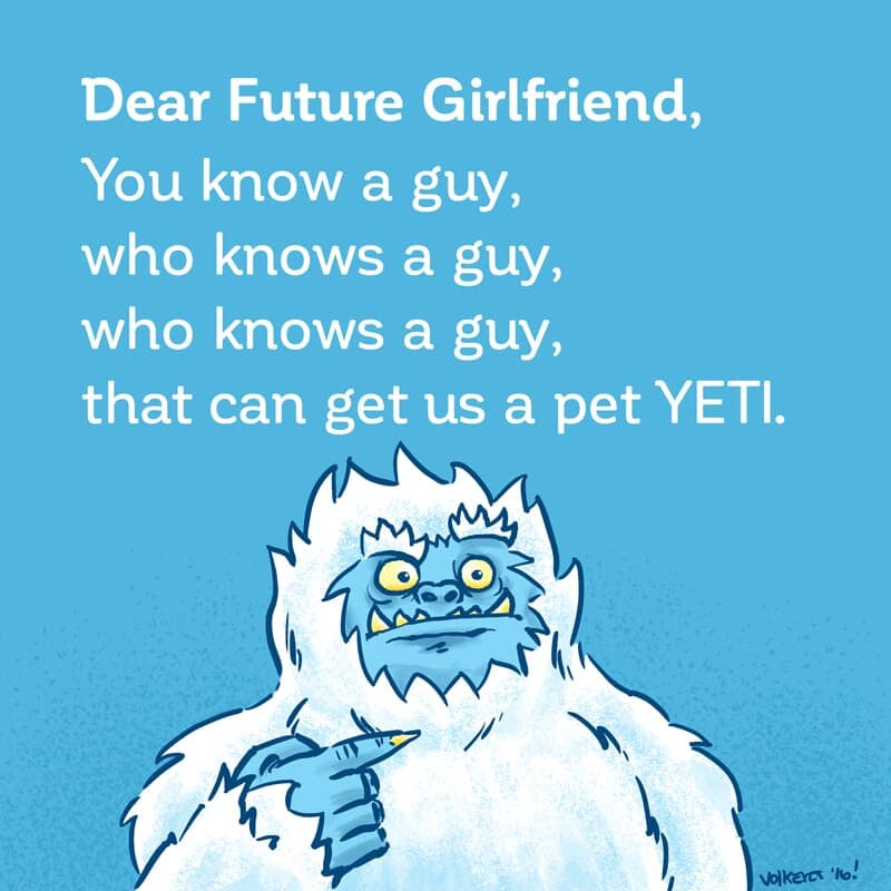 A confused yeti wonders