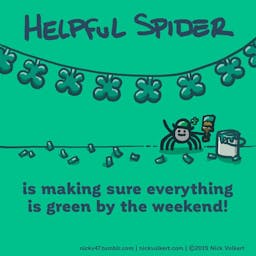 Helpful Spider is holding a green paint brush.