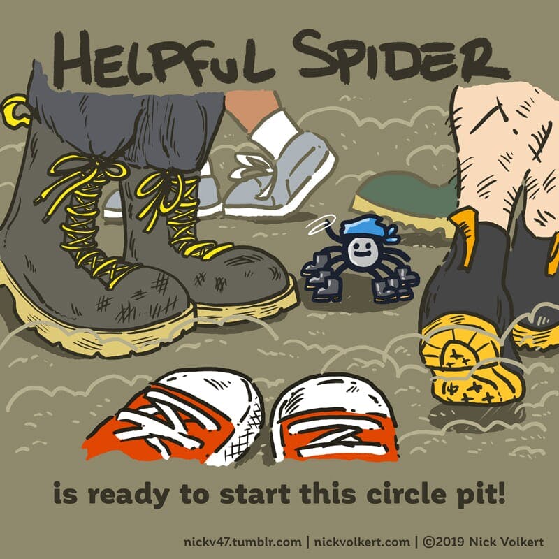 Helpful Spider is commanding a circle pit.