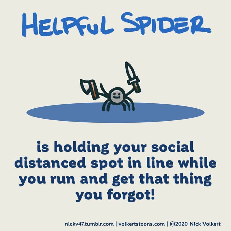 Helpful Spider is holding a spot in line while shopping during Covid. - Part 1