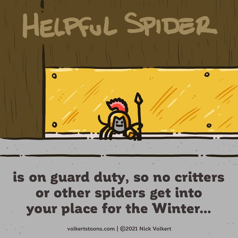 Helpful Spider is guarding a front door dressed as a Spartan! - Part 1