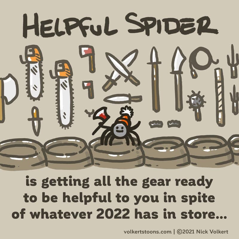 Helpful Spider is stocking up on various weapons and supplies!