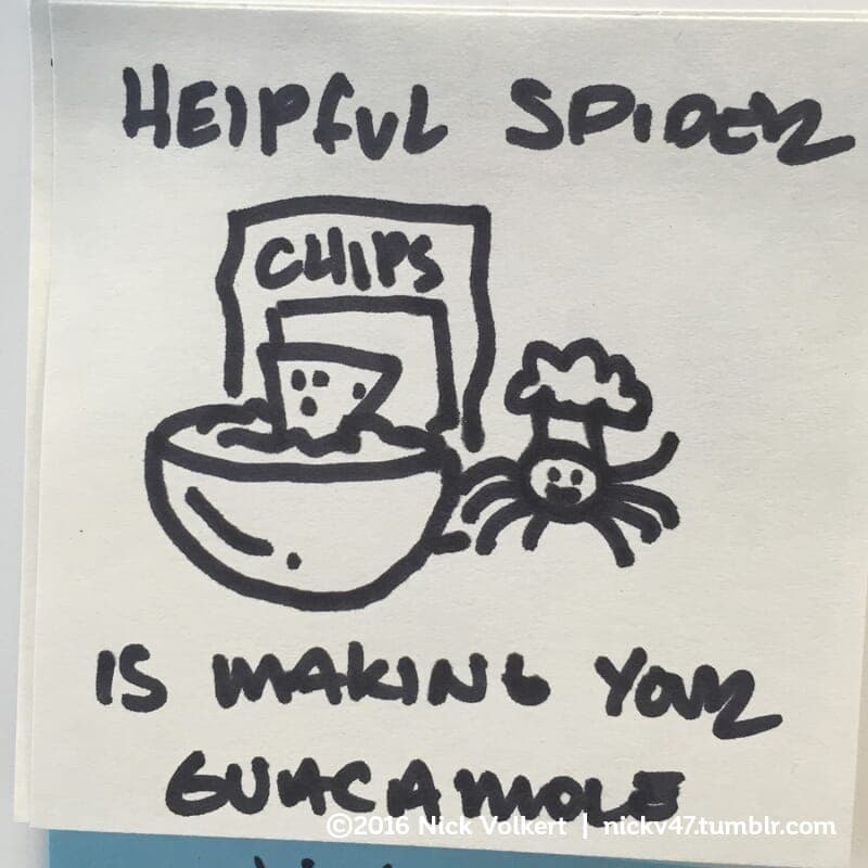 Helpful Spider celebrating a bowl of guacamole he made. - Part 1