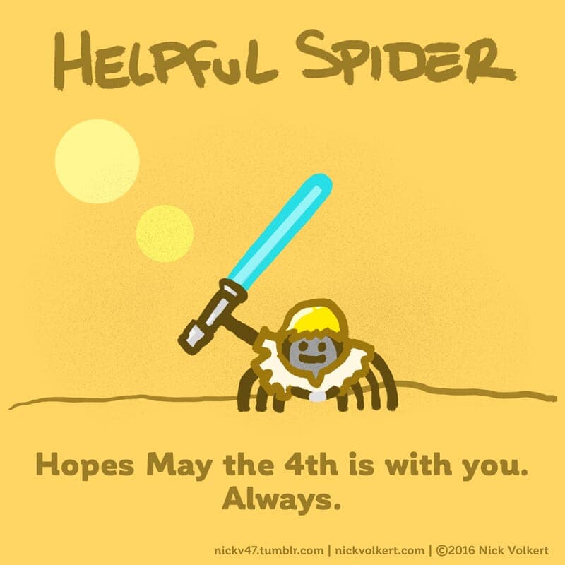 Helpful Spider is dressed as Luke Skywalker for May the 4th. - Part 1