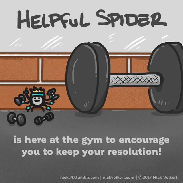 Helpful Spider is pumping some iron.