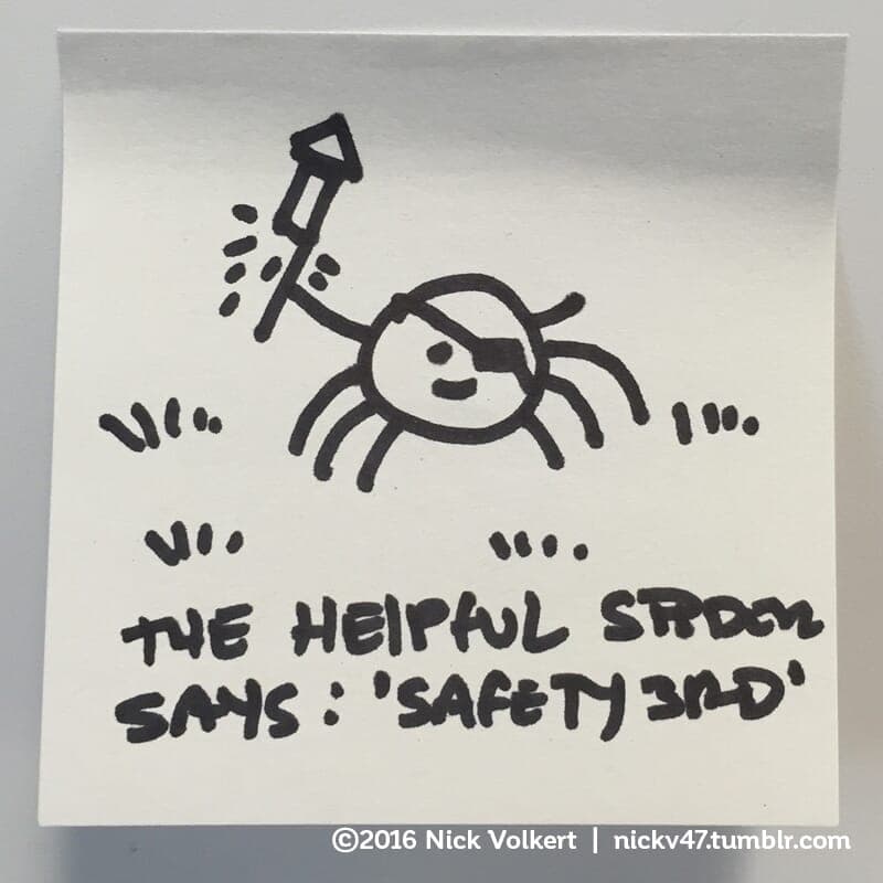 Helpful Spider is holding a bottle rocket while sporting an eyepatch. - Part 1