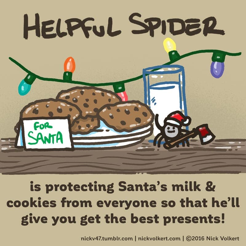 Helpful Spider is guarding treats for Santa Claus. - Part 1