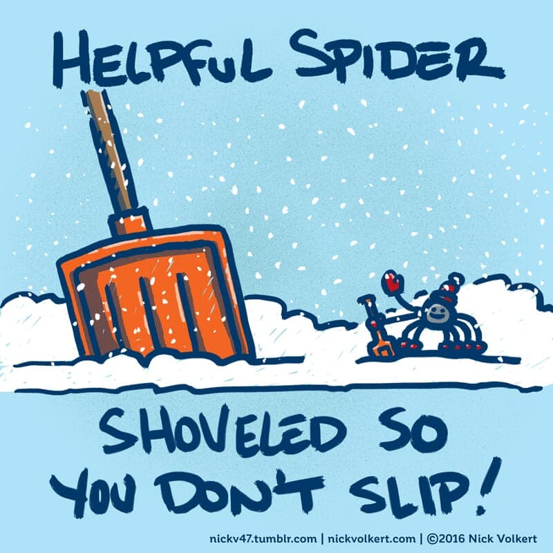 Helpful Spider is shoveling a sidewalk. - Part 1