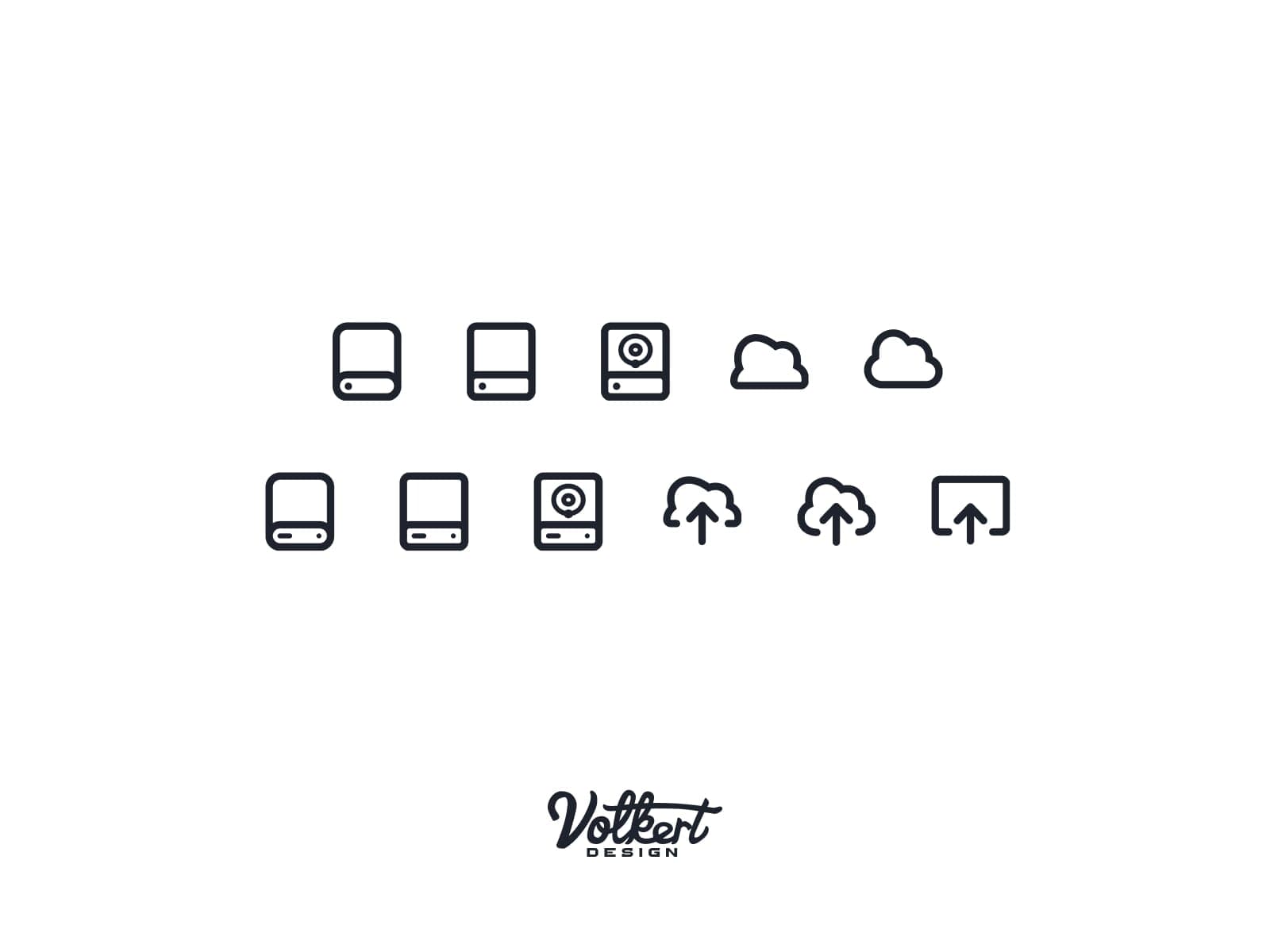 A collection of icons for save and saving on a UI interface design with multiple options.