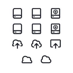A collection of icons for save and saving on a UI interface design with multiple options.