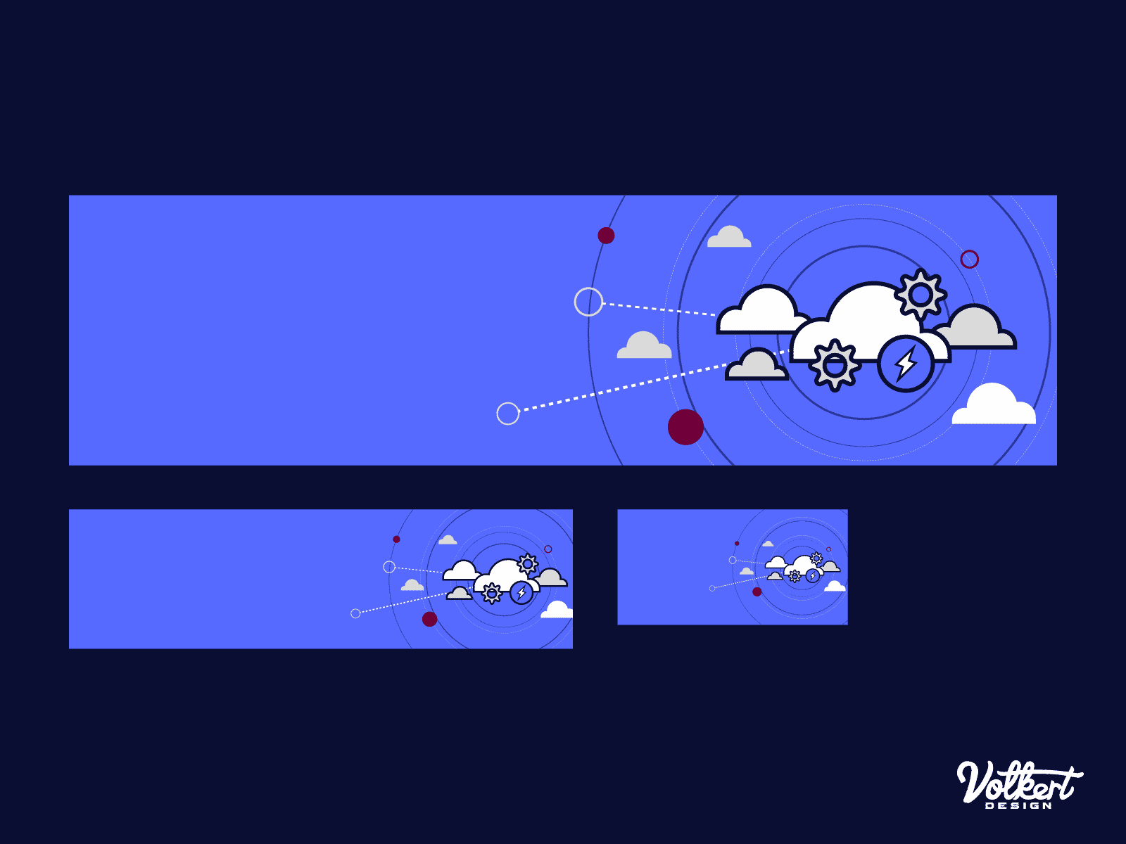 A hero design conveying cloud computing with vector illustrations of cloud and technology.