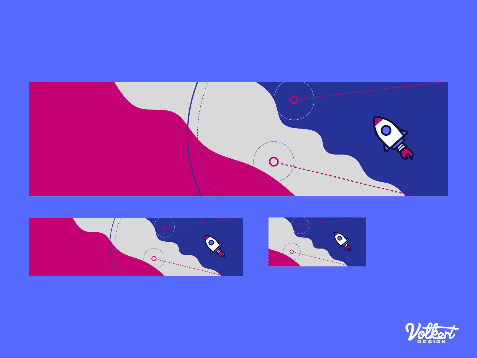 A hero design with the Aries Solutions rocket flying through an abstract wavy sky.