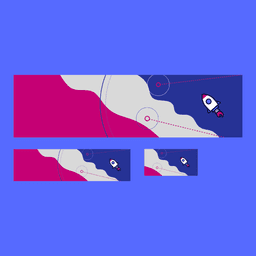 A hero design with the Aries Solutions rocket flying through an abstract wavy sky.