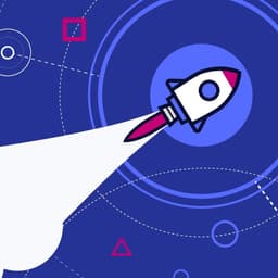 A rocket launches into space with a huge cloud of smoke trailing the exhausts.