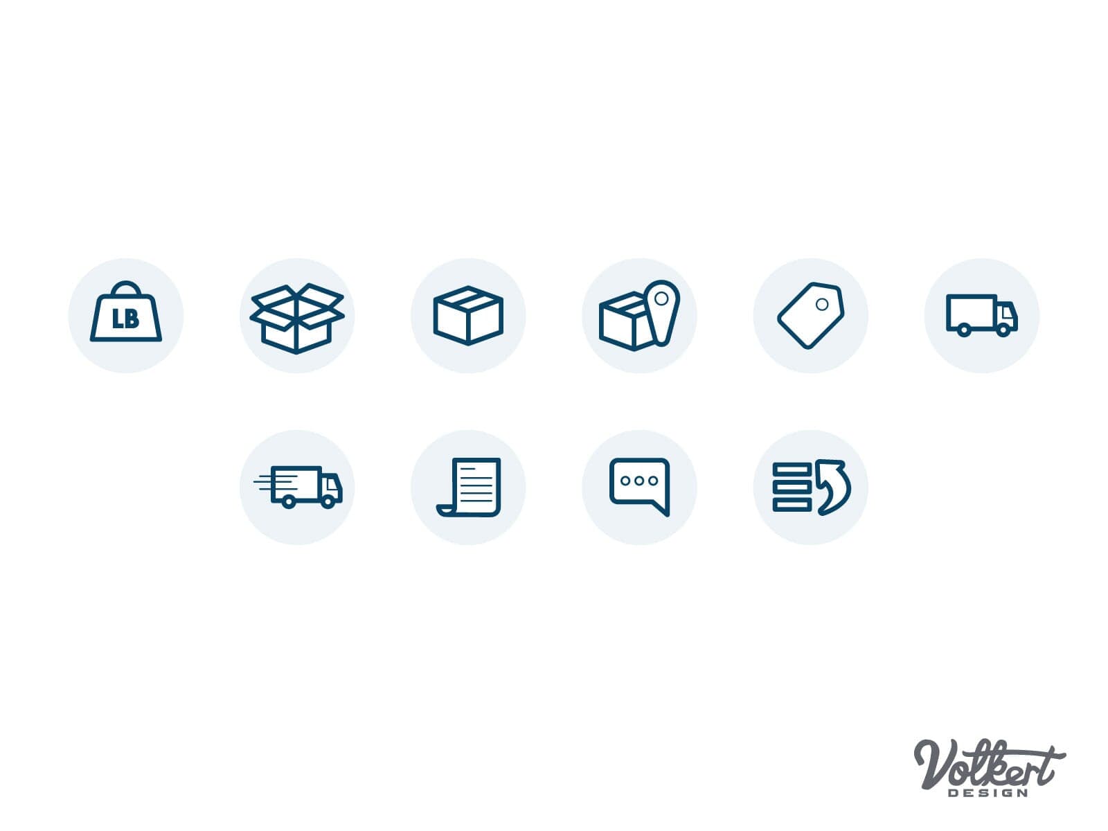Monotone icons displaying how an ecommerce store classifies and shows order fulfillment.