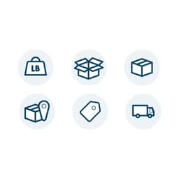 Monotone icons displaying how an ecommerce store classifies and shows order fulfillment.
