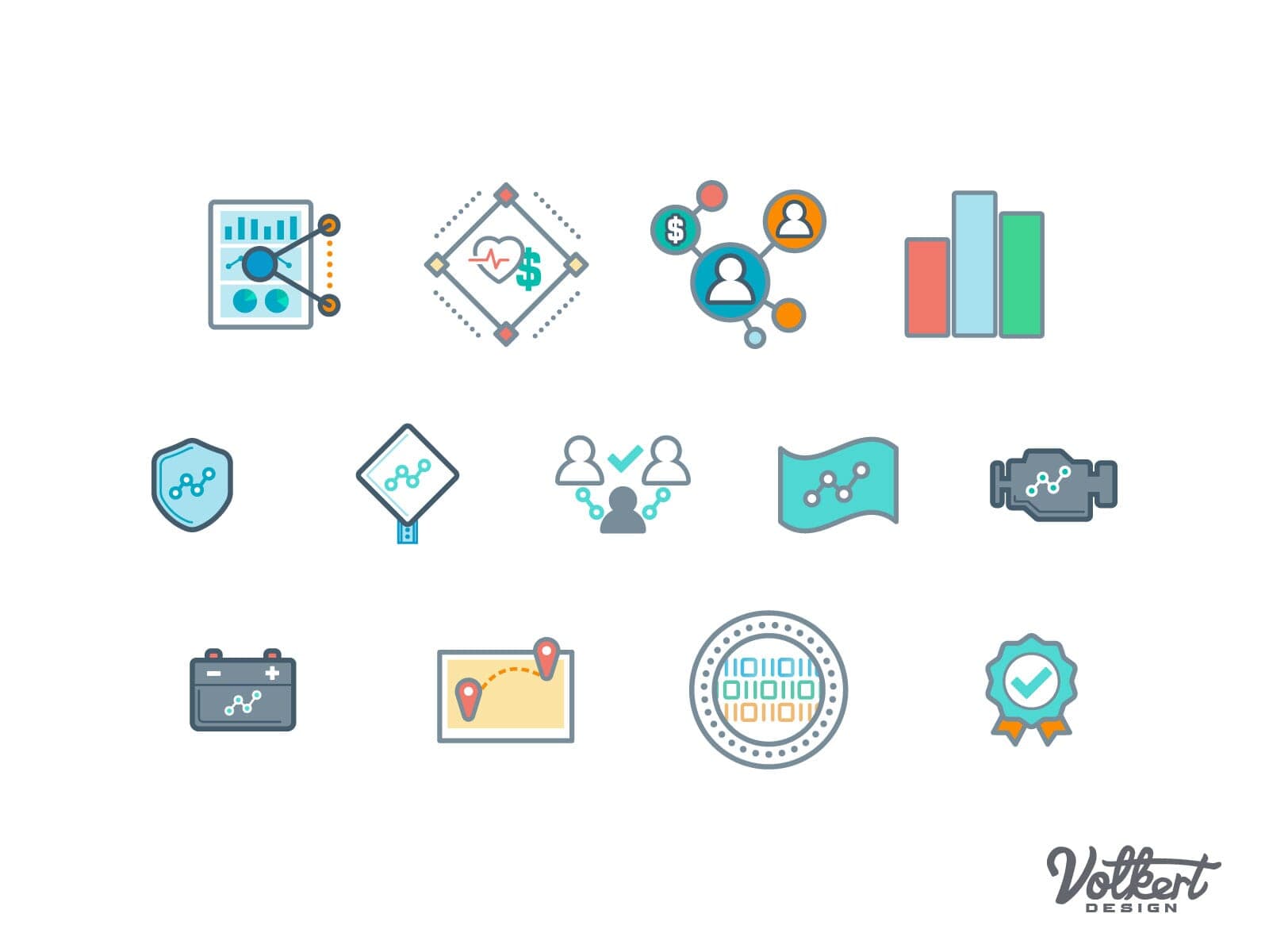 Icons illustrating connecting to technology as a part of a patients journey with their health and their insurance partner.