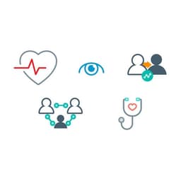 Icons illustrating the focus of reminder and traveling to health check-ups as well as showing recurring appointments.