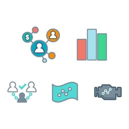 Icons illustrating connecting to technology as a part of a patients journey with their health and their insurance partner.