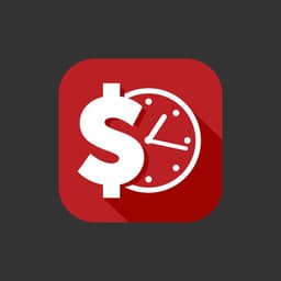 An app icon with a dollar and a clock to convey time related sales tracking for the internal sales team.