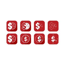 Lockups of different options of dollar signs with clocks to signify a time and sales related application.
