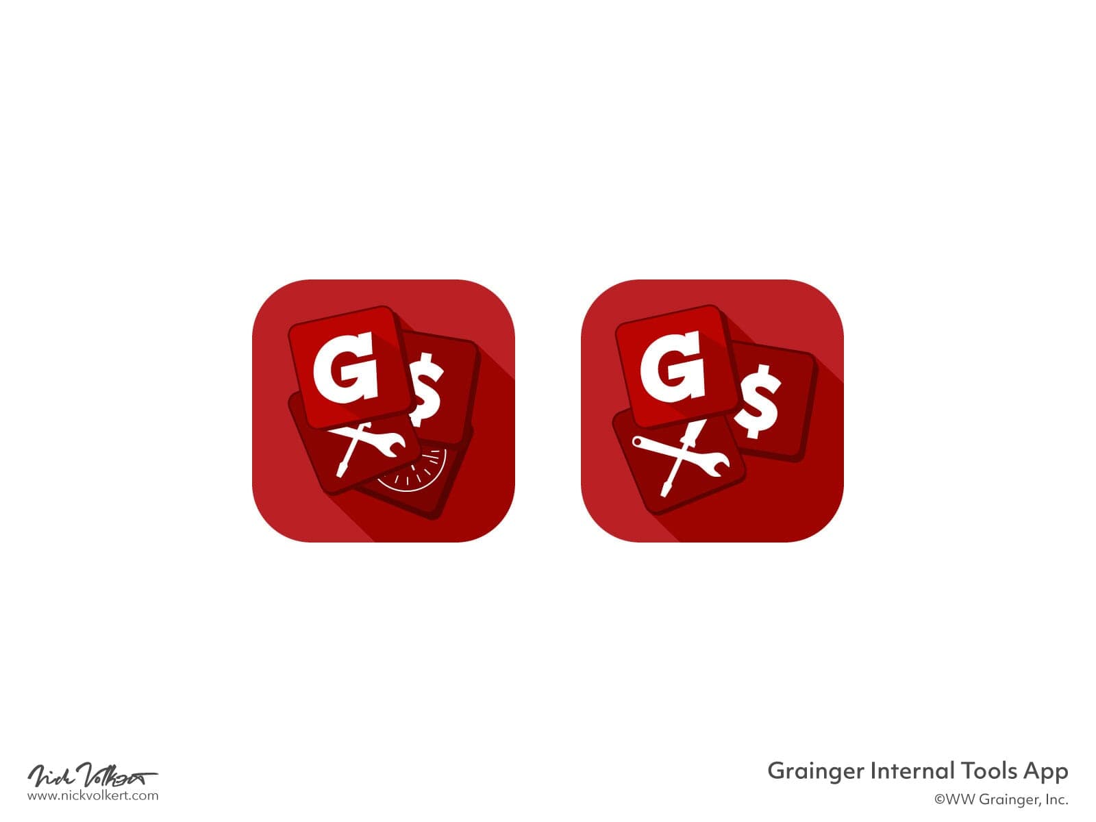 A couple of looks on a collected representation of tools for the Grainger tools app with the now signature shadow off of the tiles.