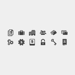 Various treatments of icons for ecommerce on the Grainger site and ecosystem with payment icons, keys, and others.
