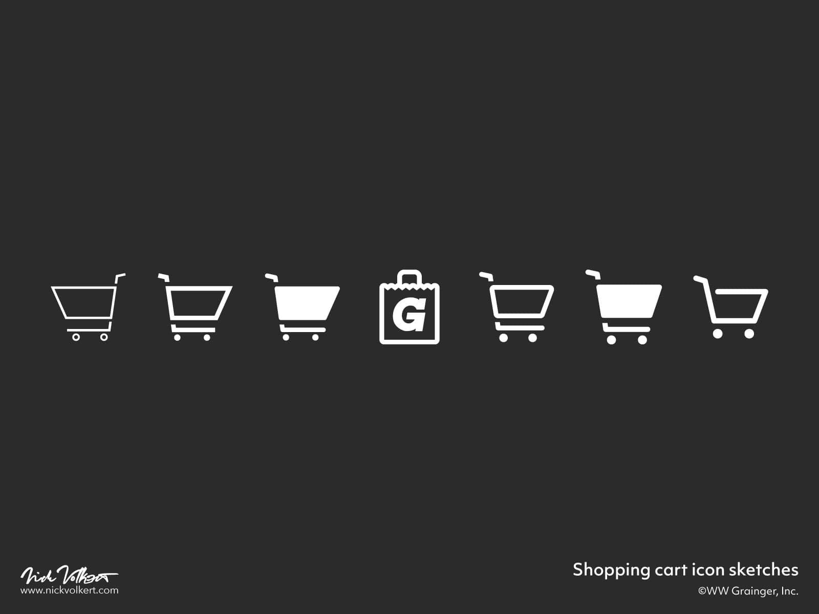 A few looks for what could be the Grainger ecommerce site cart icons for use within the site navigation for users to check out and purchase.