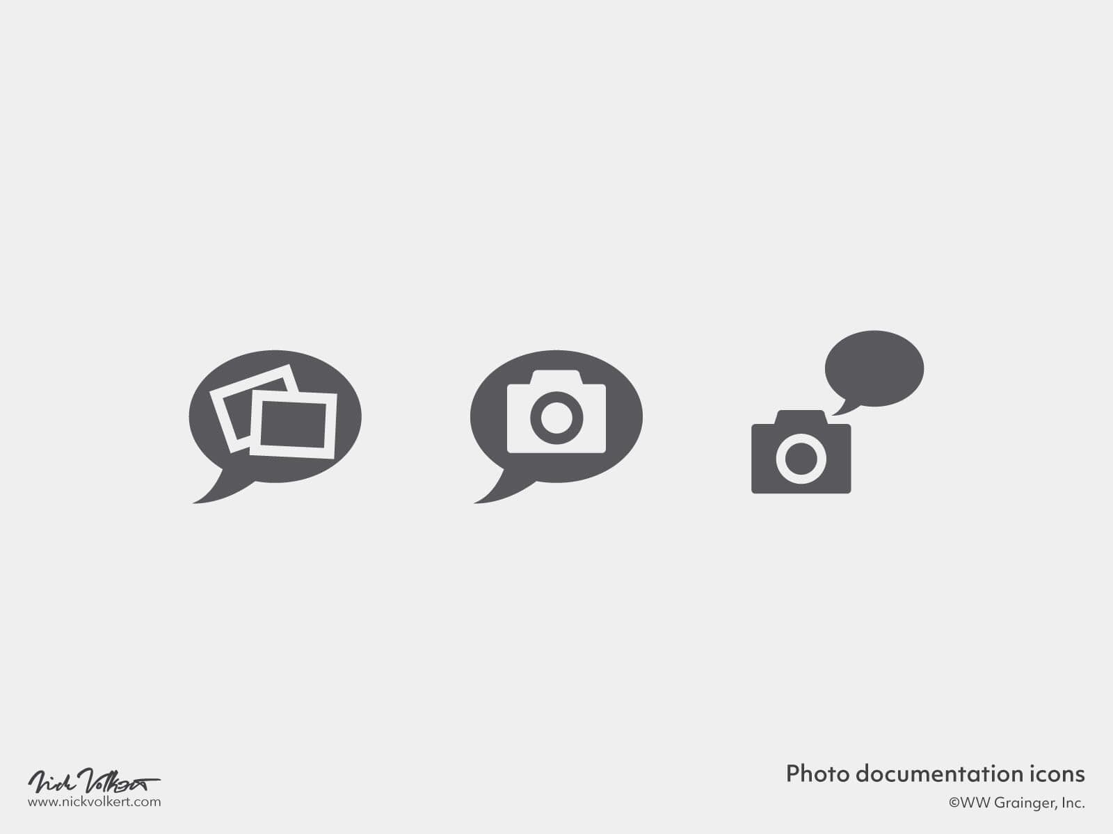 Icons related to photo documentation and photos for Grainger ecommerce.