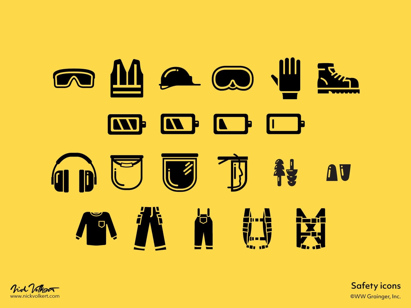 A collection of icons portraying worksite safety for the ecommerce and UX teams at Grainger.