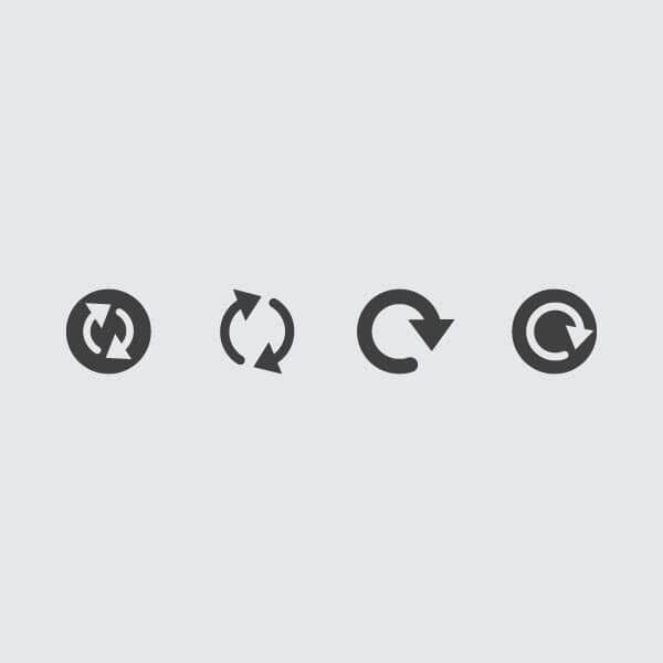 A few examples of how to tackle the refresh icon for Grainger ecommerce and user experience teams to implement.