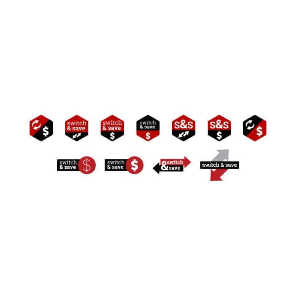 Badge explorations for the Switch and Save program on Grainger dot com to for use in the search and browse experience.