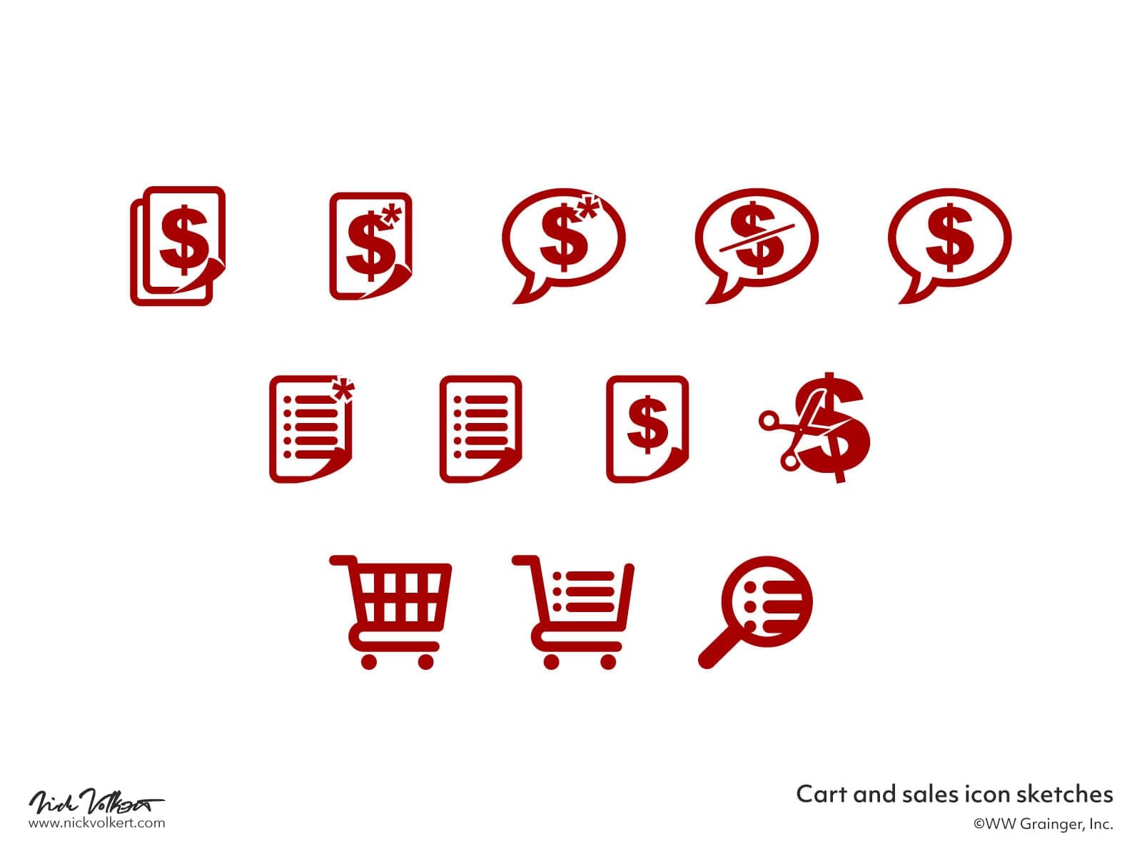 A few looks of some options for a cart icon for the Grainger mobile experience.