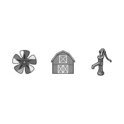 A couple grayscale illustrations related to farming equipment for Grainger dot com.