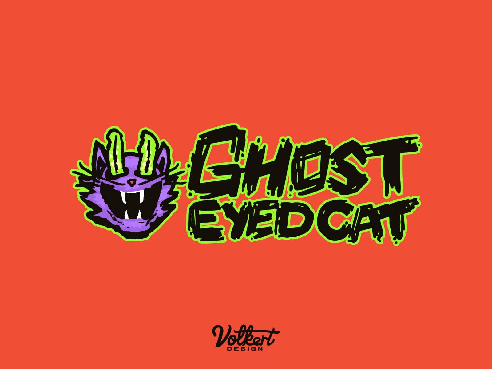 Ghost-Eyed Cat primary stacked logo on brand orange