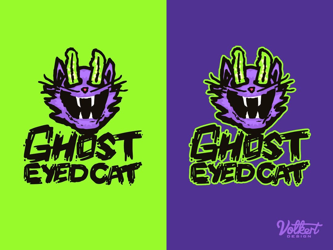 Ghost-Eyed Cat primary stacked logos on light and dark