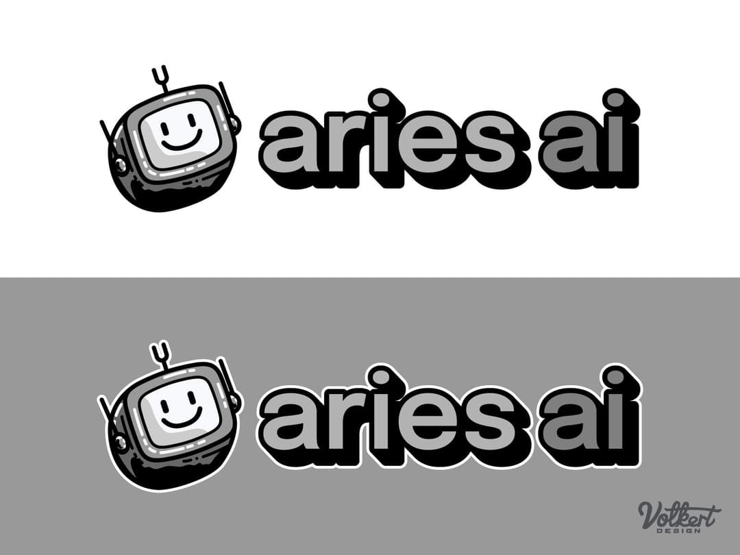 Aries AI logo in grayscale for print.